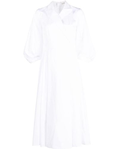Emilia Wickstead Midi-jurk Met Puntige Revers - Wit