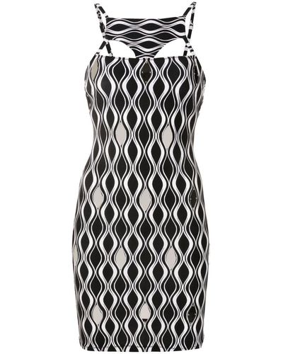 Amir Slama Wave-print Bodycon Mini Dress - Black