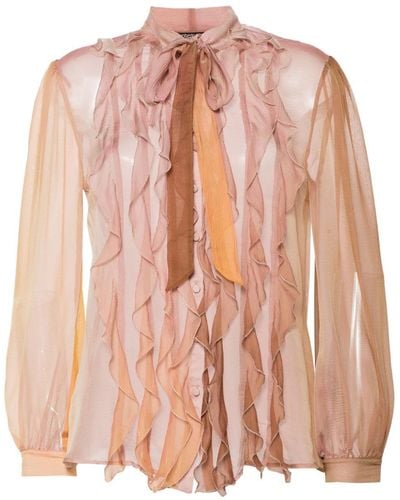 Roberto Cavalli Gerüschtes Hemd mit Sheer-Effekt - Pink
