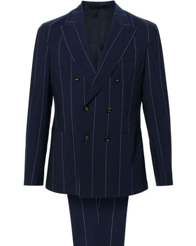 Eleventy Double-breasted Pinstriped Suit - Blue