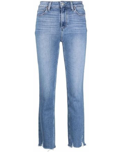 PAIGE Halbhohe Straight-Leg-Jeans - Blau