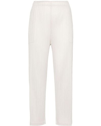 Pleats Please Issey Miyake Pantalon droit à design plissé - Blanc