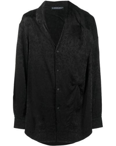Y. Project Floral-print Satin Shirt - Black