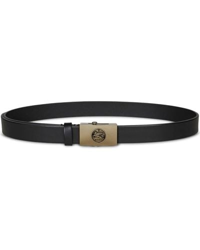 Etro Pegaso-engraved Leather Belt - Black