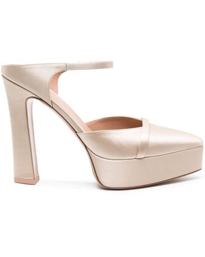 Malone Souliers Uma 120mm Satin Court Shoes - Natural
