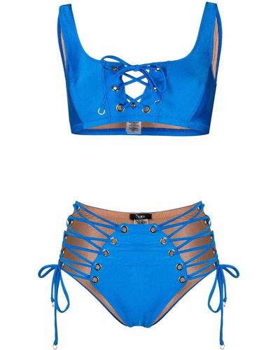 Noire Swimwear Lace-up Two-piece Bikini - Blue
