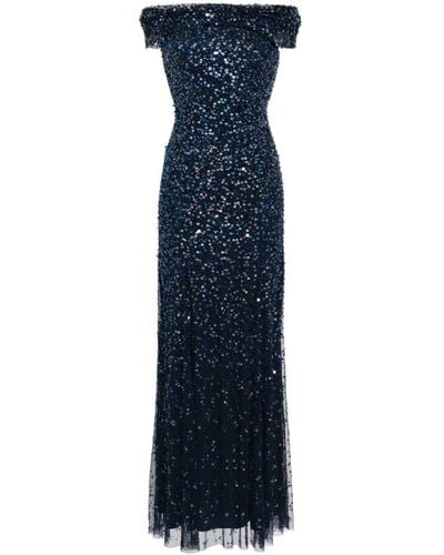 Jenny Packham Buttercup Sequinned Gown Dress - Blue