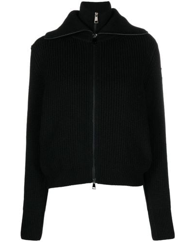 Moncler Layered Ribbed-knit Cardigan - Black