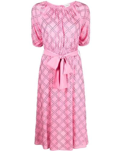 P.A.R.O.S.H. ラインストーン ベルテッド ドレス - ピンク