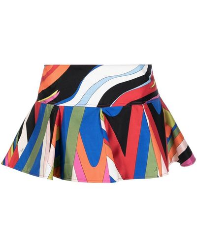 Emilio Pucci Geometric-print Pleated Mini Skirt - White