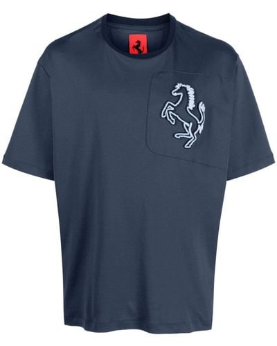 Ferrari T-Shirt mit Cavallino Rampante-Motiv - Blau