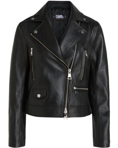 Karl Lagerfeld Ikonik Karl Leather Biker Jacket - Black