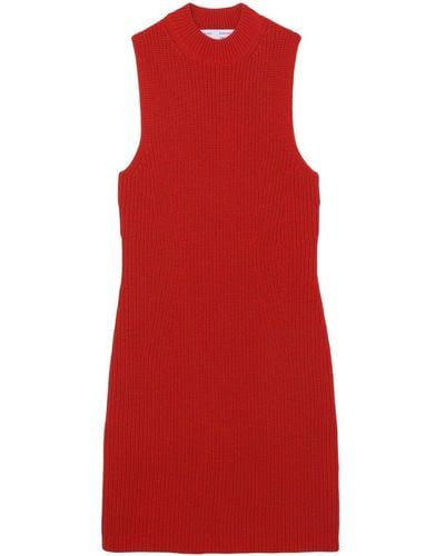 Proenza Schouler Ribbed-knit Mock Neck Dress - Red