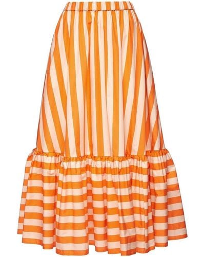 La DoubleJ Multi-way Striped Midi Skirt - Orange