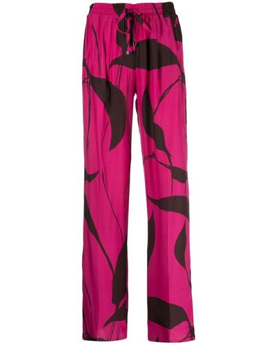 Kiton Graphic-print High-waisted Trousers - Pink