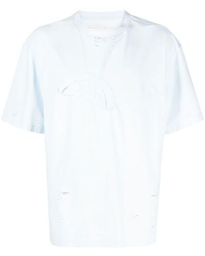 Feng Chen Wang T-shirt con effetto vissuto - Bianco