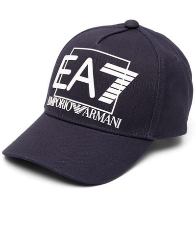 EA7 Casquette à logo embossé - Bleu