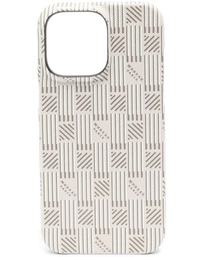 Moreau Geometric-print Leather Case - White