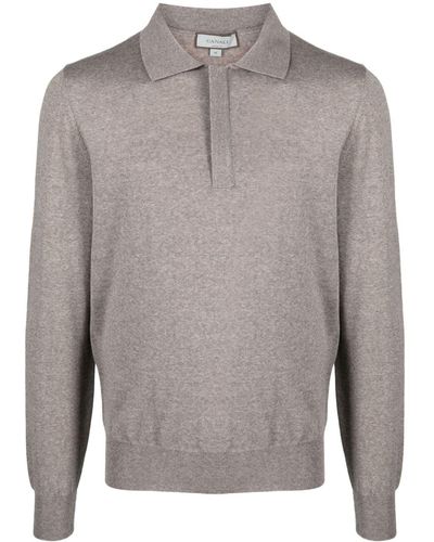 Canali Half-zip Merino Wool Polo Shirt - Gray