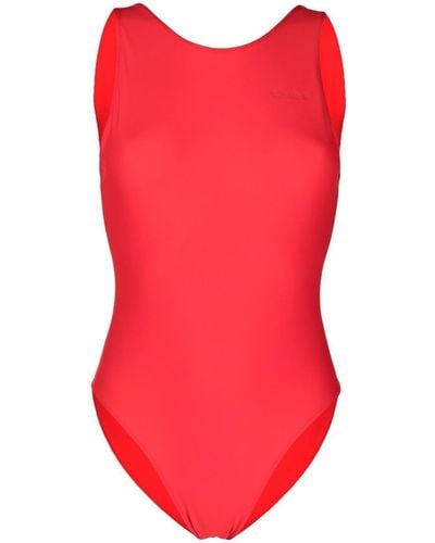 Ganni Recycled Scoop-back Swimsuit - Red