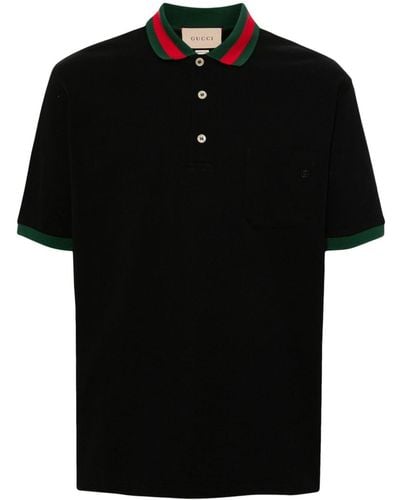 Gucci Poloshirt Met Gestreepte Kraag - Zwart