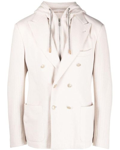 Eleventy Double-breasted Notched Blazer - Natural