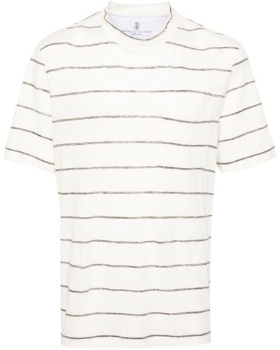 Brunello Cucinelli T-shirt a righe - Bianco