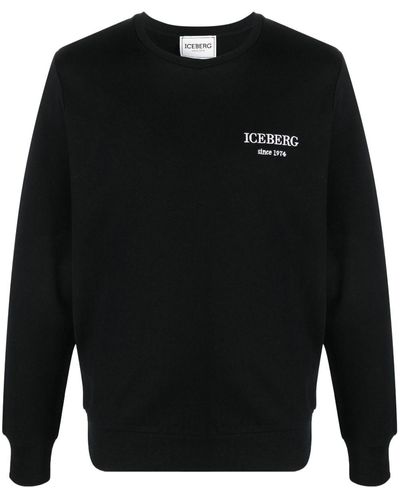 Iceberg Logo-embroidered Cotton Sweatshirt - Black