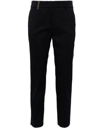 Peserico Pressed-crease Faille Tapered Trousers - Black