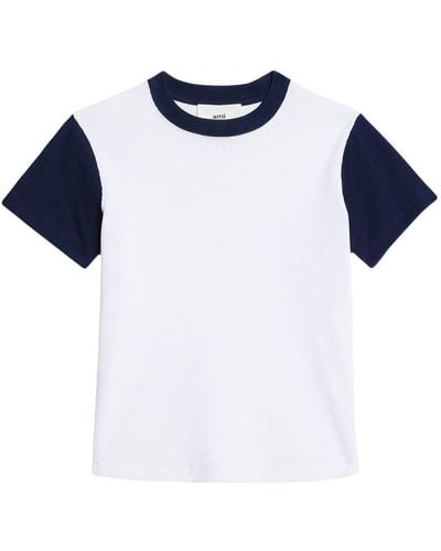Ami Paris T-Shirt in Colour-Block-Optik - Blau