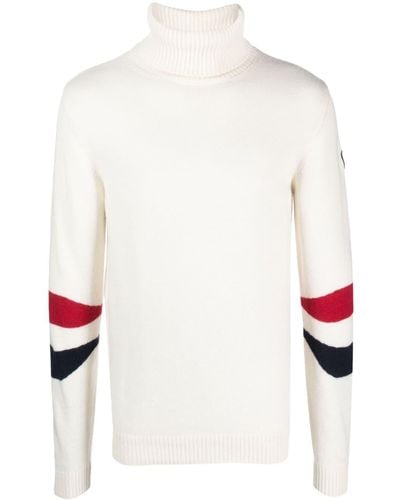 Rossignol Stripe-print Roll-neck Sweater - White