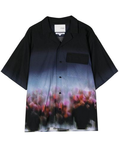 Yoshio Kubo Camicia Fuzzy Flowers con stampa - Blu