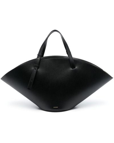 Jil Sander Medium Sombrero Leather Bag - Black
