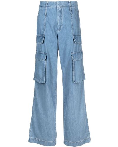 FRAME Halbhohe Wide-Leg-Jeans - Blau