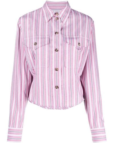 Victoria Beckham Camisa a rayas con manga larga - Rosa
