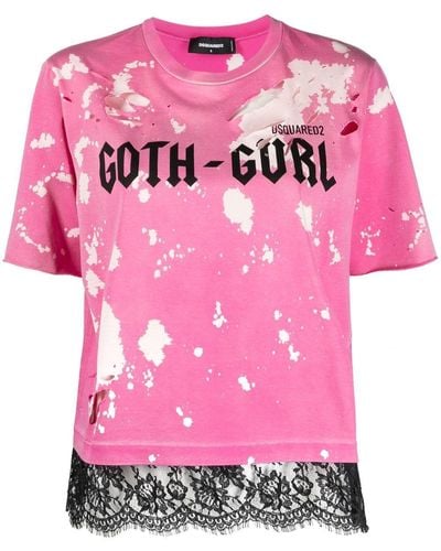 DSquared² Gerafeld T-shirt - Roze