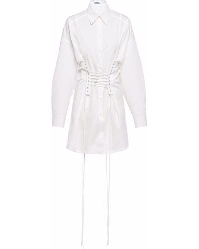Prada Robe-chemise à détail de laçage - Blanc