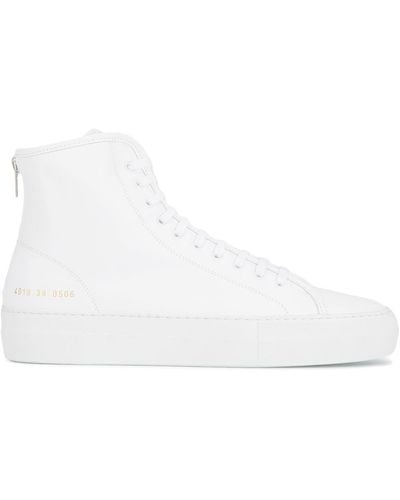 Common Projects White Tournament Leather Hi Top Sneakers - Wit