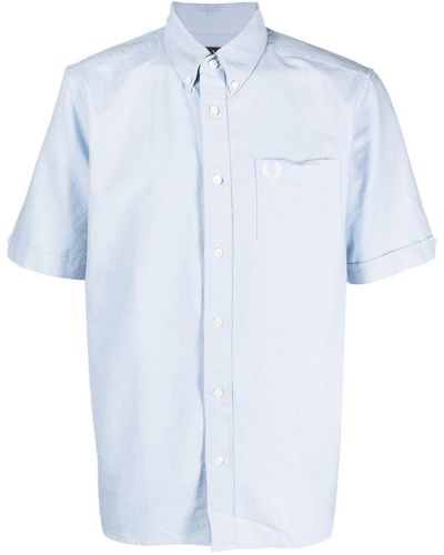 Fred Perry Hemd mit kurzen Ärmeln - Blau