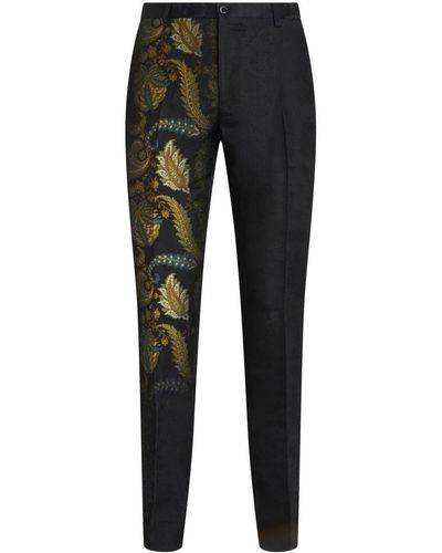 Etro Pattered-jacquard Tailored Trousers - Black