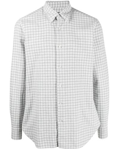 Barba Napoli Gingham-check Button-down Shirt - White