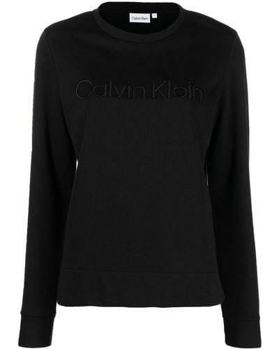 Calvin Klein Embroidered-logo Detail Sweatshirt - Black