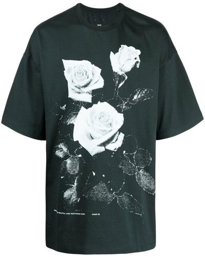 OAMC T-Shirt mit Blumen-Print - Grün