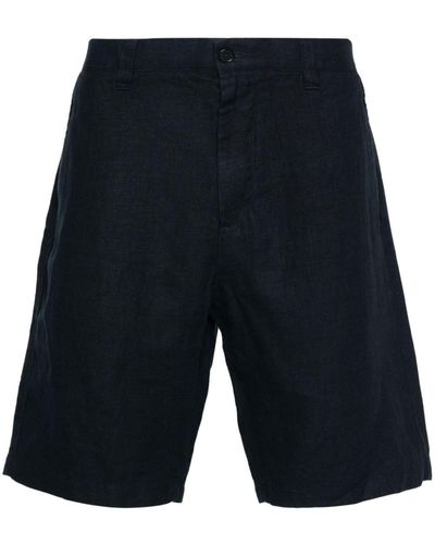NN07 Crown 1196 Mid-rise Linen Shorts - Blue