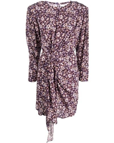 Isabel Marant Robe courte froncée à fleurs - Violet