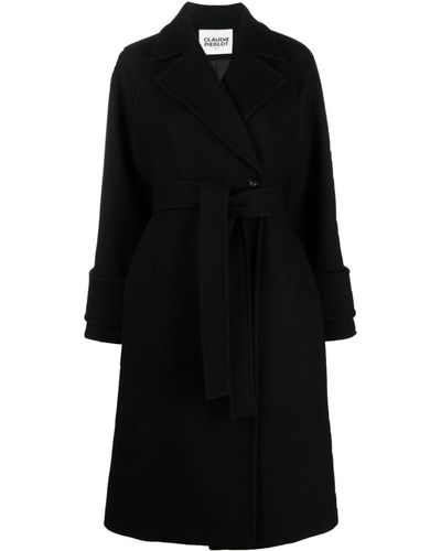 Claudie Pierlot Double-breasted Mid-lenght Coat - Black