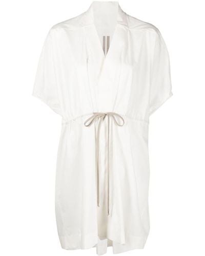 Rick Owens Tie-front Short-sleeved Dress - White