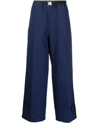 Sacai Clip-belt Wide-leg Pants - Blue
