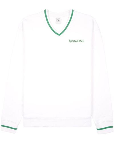 Sporty & Rich Sweat en coton à logo brodé - Blanc