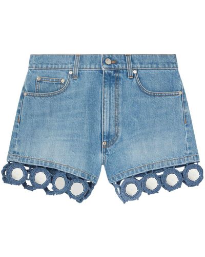 Stella McCartney Summer Mirrors Jeans-Shorts mit hohem Bund - Blau